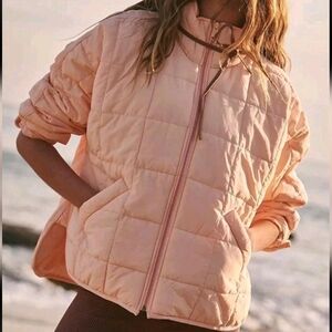 Free People Movement Pippa Packable Puffer Jacket Small Peach Oversized Boxy NEW